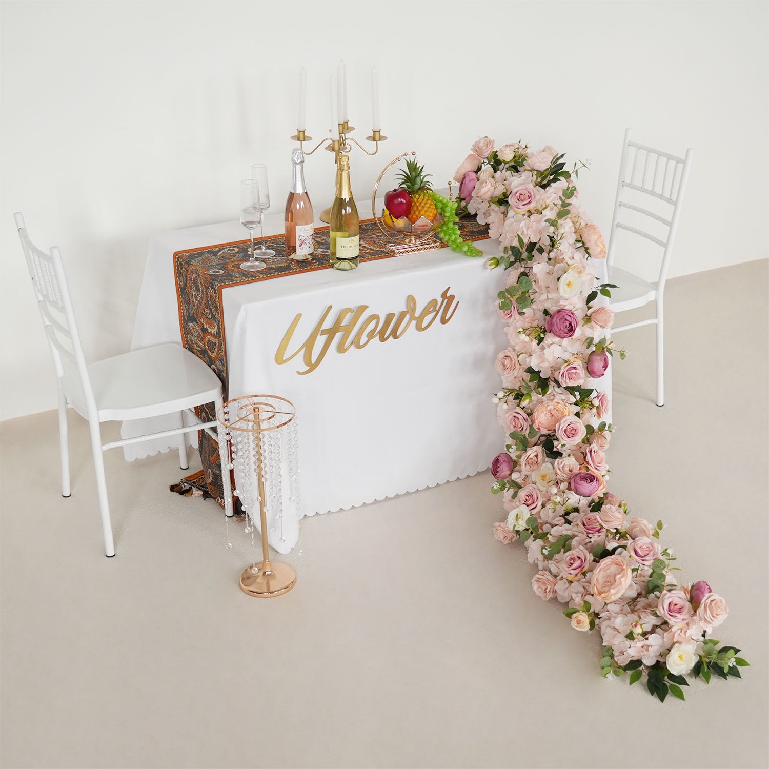 Uflower Artificial Flower Row Sofa Table Runner Floor Flower Arrangement